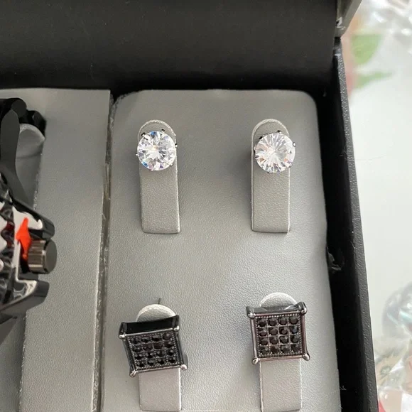 Black silicon watch earring set